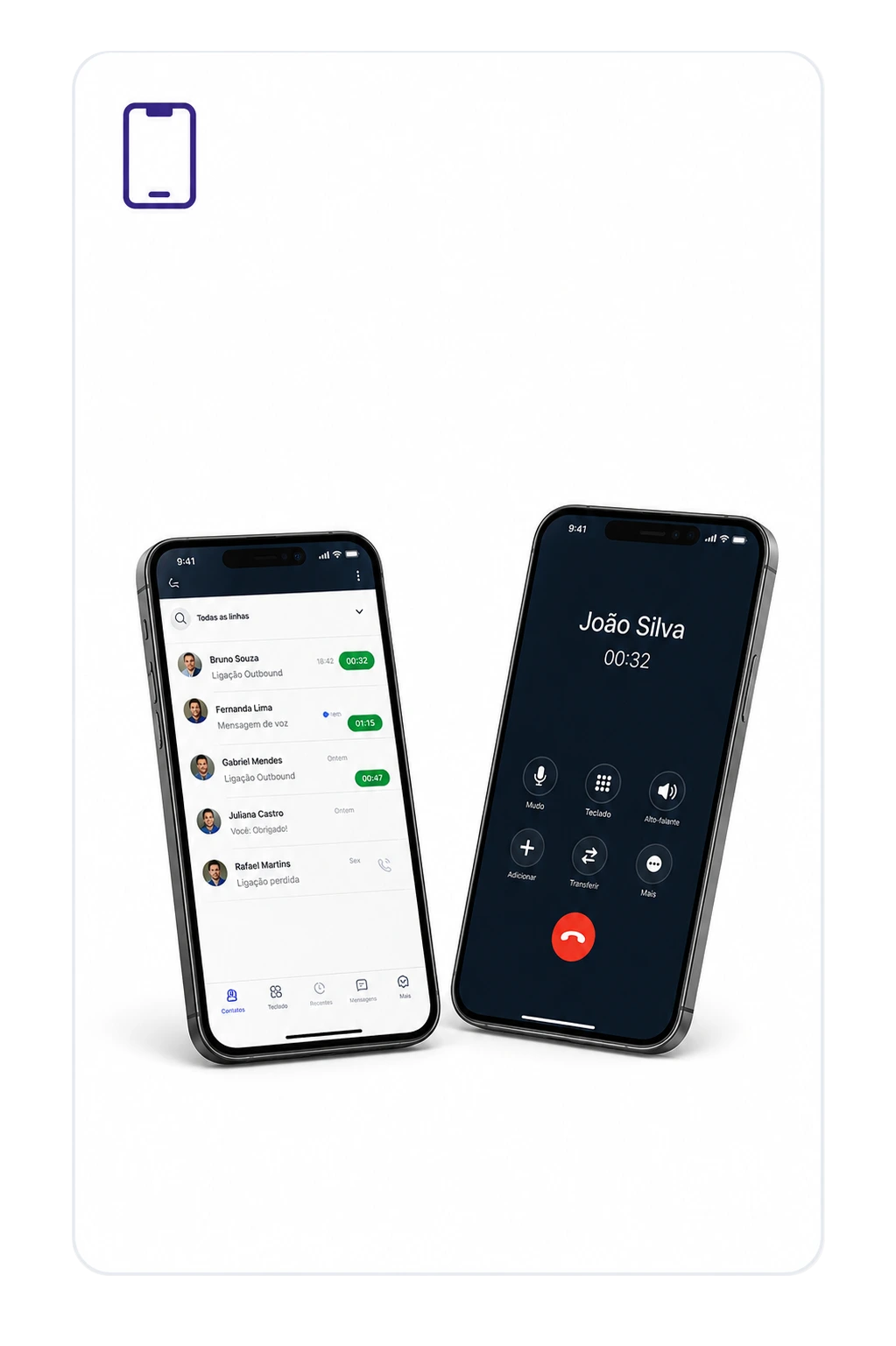 Aplicativo GoTo Connect para celular com histórico e chamada