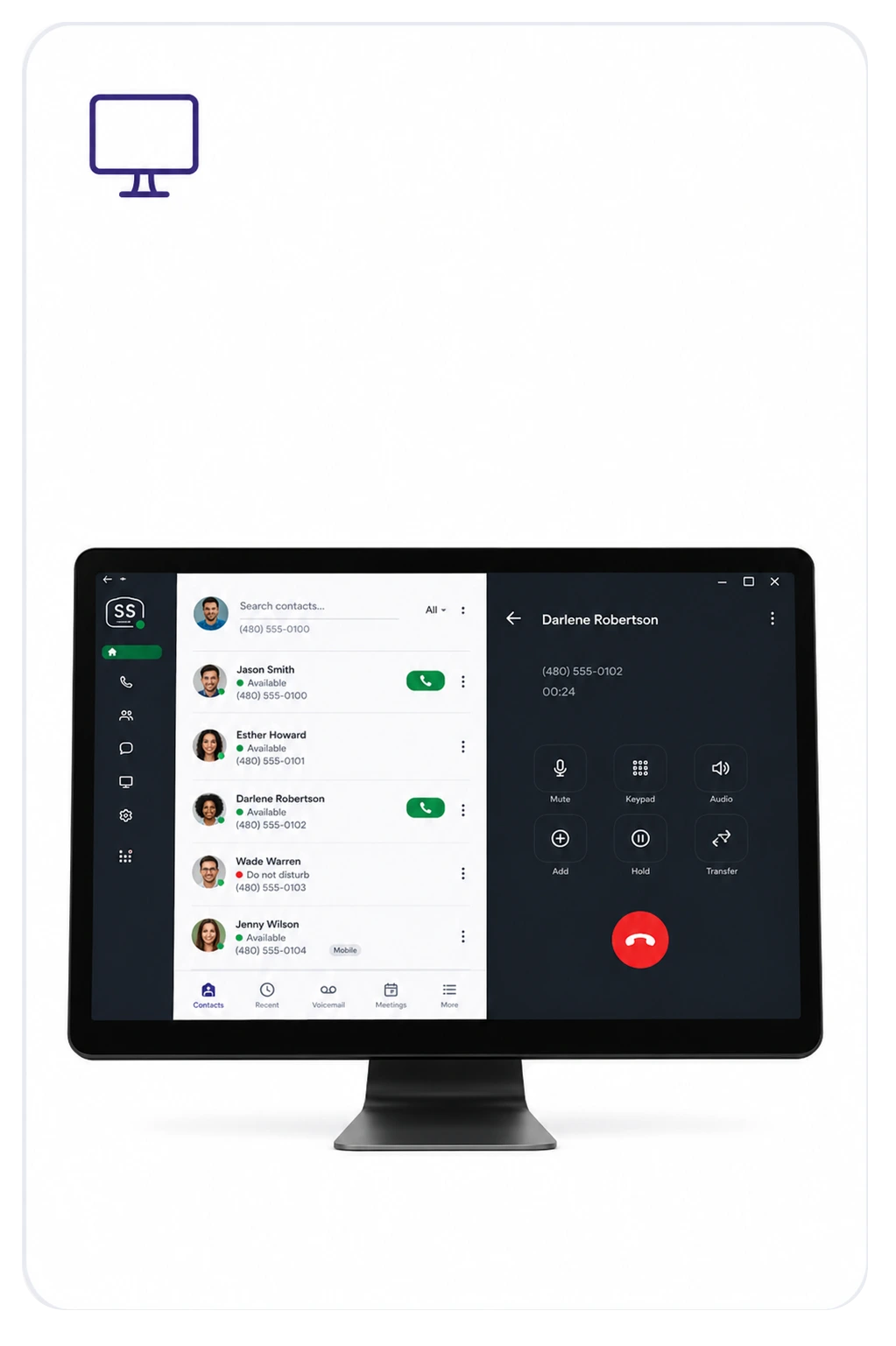Aplicativo GoTo Connect para computador exibido em monitor